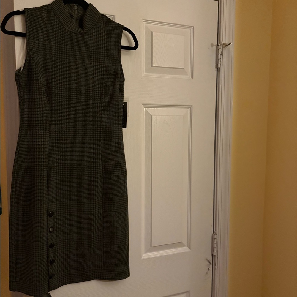Sharagano Sleeveless Olive Mini Dress